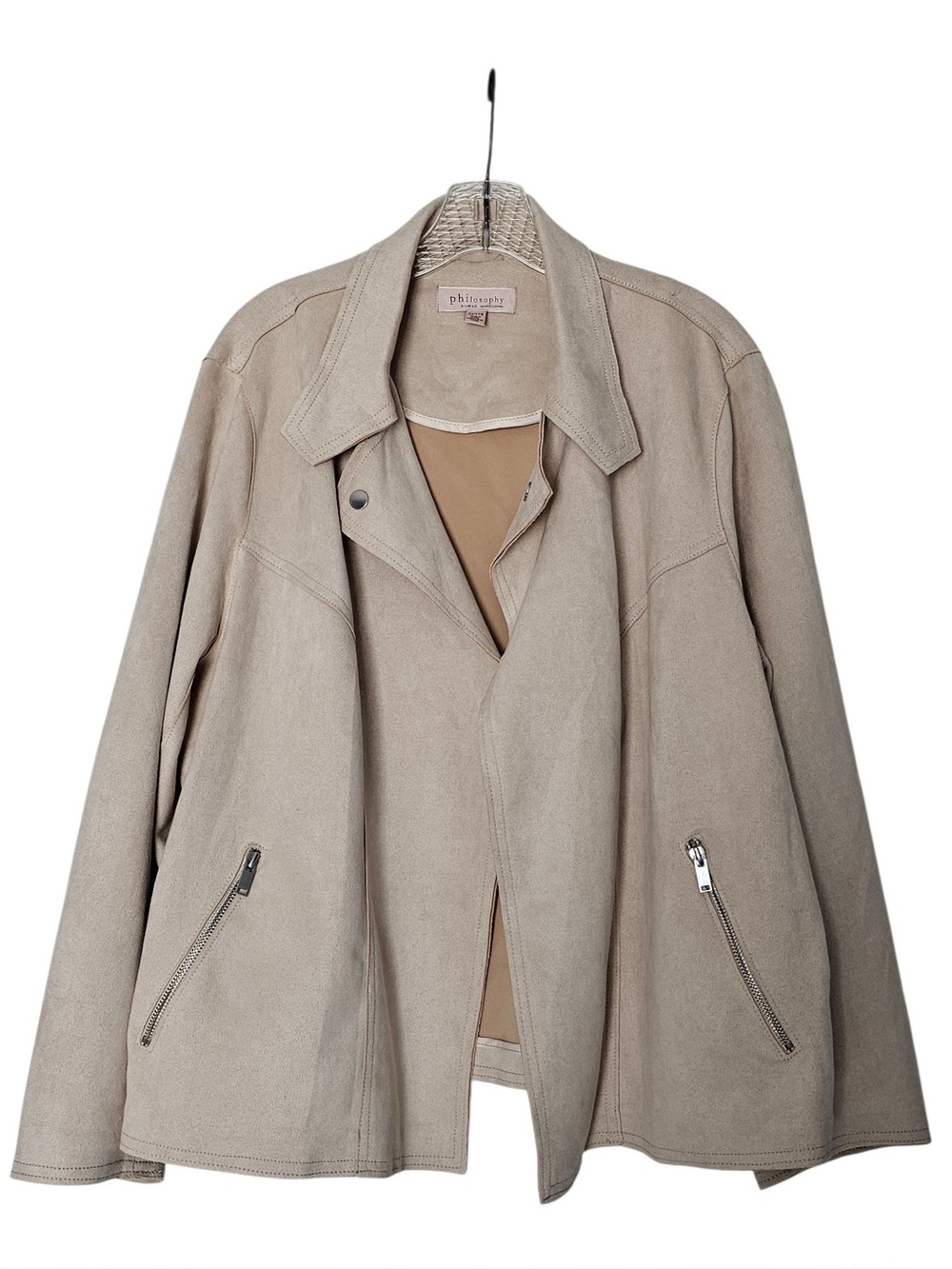 Philosophy Light Beige Suede Jacket Plus Size 2X